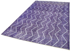 Geometric Carpet Purple Geometric Cotton Wool Handmade Area Rug 5'10'' x 9'5''