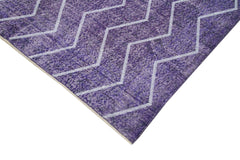 Geometric Carpet Purple Geometric Cotton Wool Handmade Area Rug 5'10'' x 9'5''
