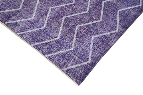 Geometric Carpet Purple Geometric Cotton Wool Handmade Area Rug 5'10'' x 9'5''
