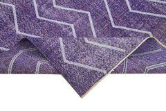Geometric Carpet Purple Geometric Cotton Wool Handmade Area Rug 5'10'' x 9'5''