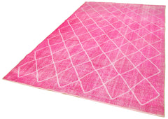 Geometric Carpet Pink Geometric Cotton Wool Handmade Area Rug 6'4'' x 10'4''