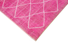 Geometric Carpet Pink Geometric Cotton Wool Handmade Area Rug 6'4'' x 10'4''