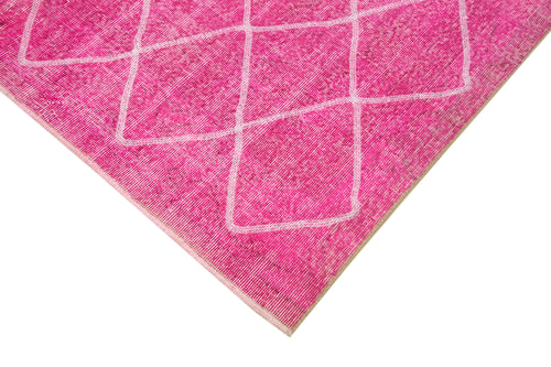 Geometric Carpet Pink Geometric Cotton Wool Handmade Area Rug 6'4'' x 10'4''