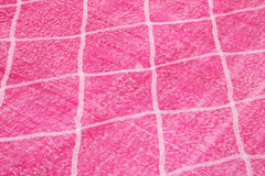 Geometric Carpet Pink Geometric Cotton Wool Handmade Area Rug 6'4'' x 10'4''