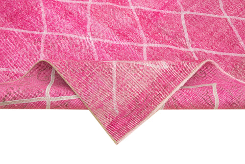 Geometric Carpet Pink Geometric Cotton Wool Handmade Area Rug 6'4'' x 10'4''