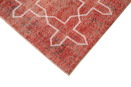 Geometric Carpet Red Geometric Cotton Wool Handmade Area Rug 6'6'' x 9'8''