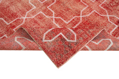 Geometric Carpet Red Geometric Cotton Wool Handmade Area Rug 6'6'' x 9'8''