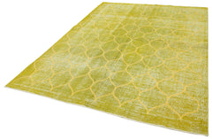 Geometric Carpet Yellow Geometric Cotton Wool Handmade Area Rug 6'6'' x 9'0''