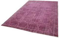 Geometric Carpet Purple Geometric Cotton Wool Handmade Area Rug 6'10'' x 10'3''