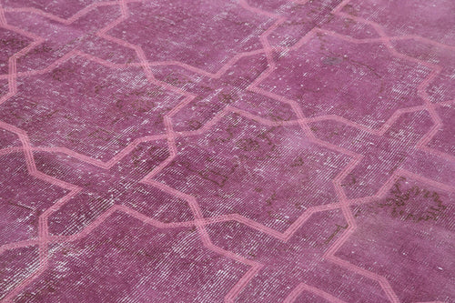 Geometric Carpet Purple Geometric Cotton Wool Handmade Area Rug 6'10'' x 10'3''