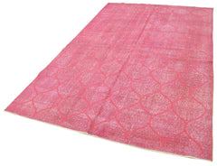 Geometric Carpet Pink Geometric Cotton Wool Handmade Area Rug 5'5'' x 8'10''