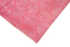 Geometric Carpet Pink Geometric Cotton Wool Handmade Area Rug 5'5'' x 8'10''