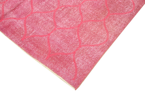Geometric Carpet Pink Geometric Cotton Wool Handmade Area Rug 5'5'' x 8'10''