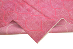 Geometric Carpet Pink Geometric Cotton Wool Handmade Area Rug 5'5'' x 8'10''