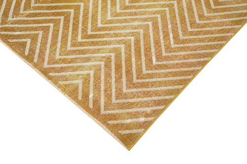 Geometric Carpet Yellow Geometric Cotton Wool Handmade Area Rug 6'8'' x 9'9''