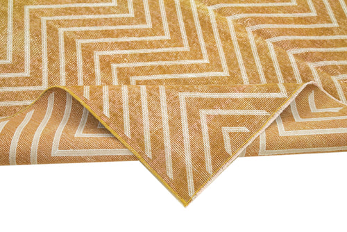 Geometric Carpet Yellow Geometric Cotton Wool Handmade Area Rug 6'8'' x 9'9''