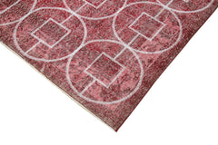Geometric Carpet Red Geometric Cotton Wool Handmade Area Rug 6'11'' x 10'7''