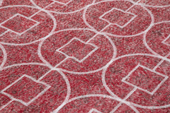 Geometric Carpet Red Geometric Cotton Wool Handmade Area Rug 6'11'' x 10'7''