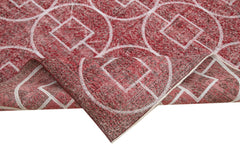 Geometric Carpet Red Geometric Cotton Wool Handmade Area Rug 6'11'' x 10'7''