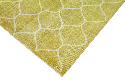 Geometric Carpet Yellow Geometric Cotton Wool Handmade Area Rug 4'7'' x 10'1''