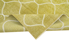 Geometric Carpet Yellow Geometric Cotton Wool Handmade Area Rug 4'7'' x 10'1''