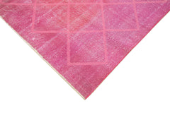 Geometric Carpet Pink Geometric Cotton Wool Handmade Area Rug 6'7'' x 9'10''