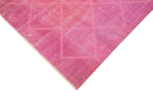 Geometric Carpet Pink Geometric Cotton Wool Handmade Area Rug 6'7'' x 9'10''