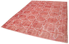Geometric Carpet Red Geometric Cotton Wool Handmade Area Rug 7'0'' x 9'6''