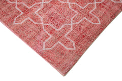 Geometric Carpet Red Geometric Cotton Wool Handmade Area Rug 7'0'' x 9'6''