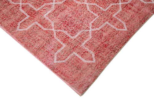 Geometric Carpet Red Geometric Cotton Wool Handmade Area Rug 7'0'' x 9'6''