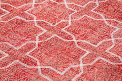 Geometric Carpet Red Geometric Cotton Wool Handmade Area Rug 7'0'' x 9'6''
