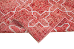 Geometric Carpet Red Geometric Cotton Wool Handmade Area Rug 7'0'' x 9'6''