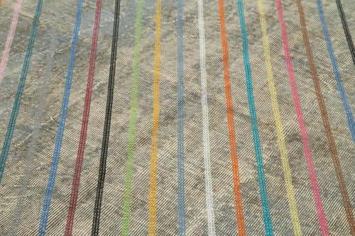 Geometric Carpet Grey Geometric Cotton Wool Handmade Area Rug 5'8'' x 9'1''