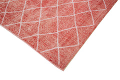 Geometric Carpet Red Geometric Cotton Wool Handmade Area Rug 6'7'' x 9'11''