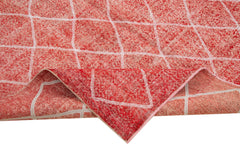 Geometric Carpet Red Geometric Cotton Wool Handmade Area Rug 6'7'' x 9'11''