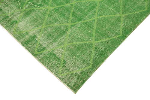 Geometric Carpet Green Geometric Cotton Wool Handmade Area Rug 5'9'' x 9'5''