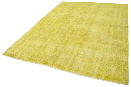 Geometric Carpet Yellow Geometric Cotton Wool Handmade Area Rug 7'0'' x 9'10''