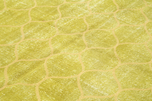 Geometric Carpet Yellow Geometric Cotton Wool Handmade Area Rug 7'0'' x 9'10''