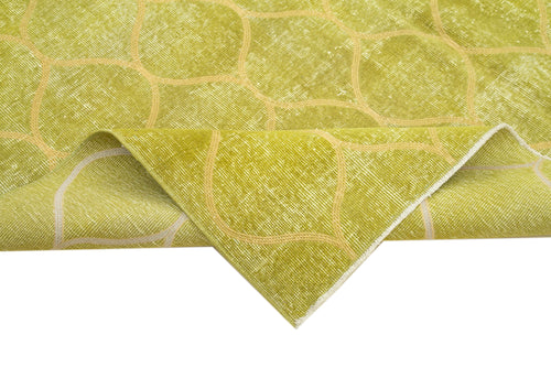 Geometric Carpet Yellow Geometric Cotton Wool Handmade Area Rug 7'0'' x 9'10''