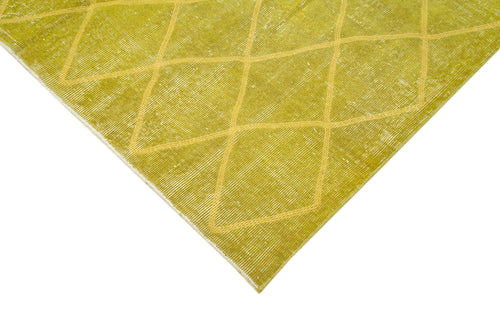 Geometric Carpet Yellow Geometric Cotton Wool Handmade Area Rug 5'9'' x 9'5''