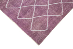 Geometric Carpet Purple Geometric Cotton Wool Handmade Area Rug 6'7'' x 8'6''
