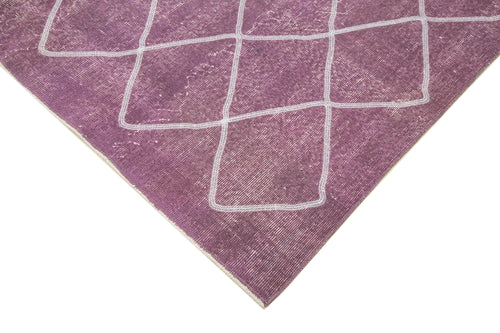 Geometric Carpet Purple Geometric Cotton Wool Handmade Area Rug 6'7'' x 8'6''