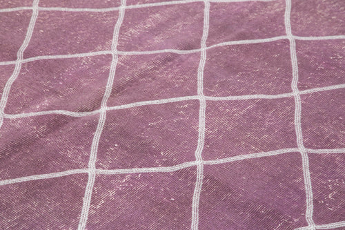 Geometric Carpet Purple Geometric Cotton Wool Handmade Area Rug 6'7'' x 8'6''