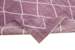 Geometric Carpet Purple Geometric Cotton Wool Handmade Area Rug 6'7'' x 8'6''