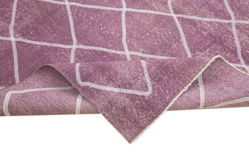 Geometric Carpet Purple Geometric Cotton Wool Handmade Area Rug 6'7'' x 8'6''