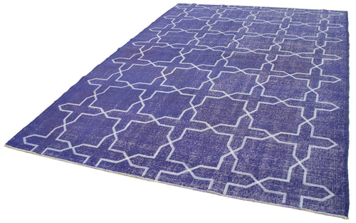 Geometric Carpet Purple Geometric Cotton Wool Handmade Area Rug 6'11'' x 10'0''