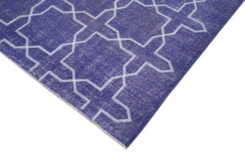 Geometric Carpet Purple Geometric Cotton Wool Handmade Area Rug 6'11'' x 10'0''