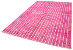 Geometric Carpet Pink Geometric Cotton Wool Handmade Area Rug 6'5'' x 10'1''
