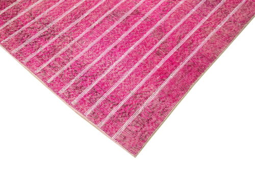 Geometric Carpet Pink Geometric Cotton Wool Handmade Area Rug 6'5'' x 10'1''