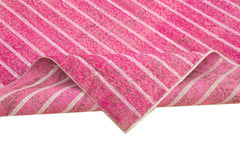 Geometric Carpet Pink Geometric Cotton Wool Handmade Area Rug 6'5'' x 10'1''